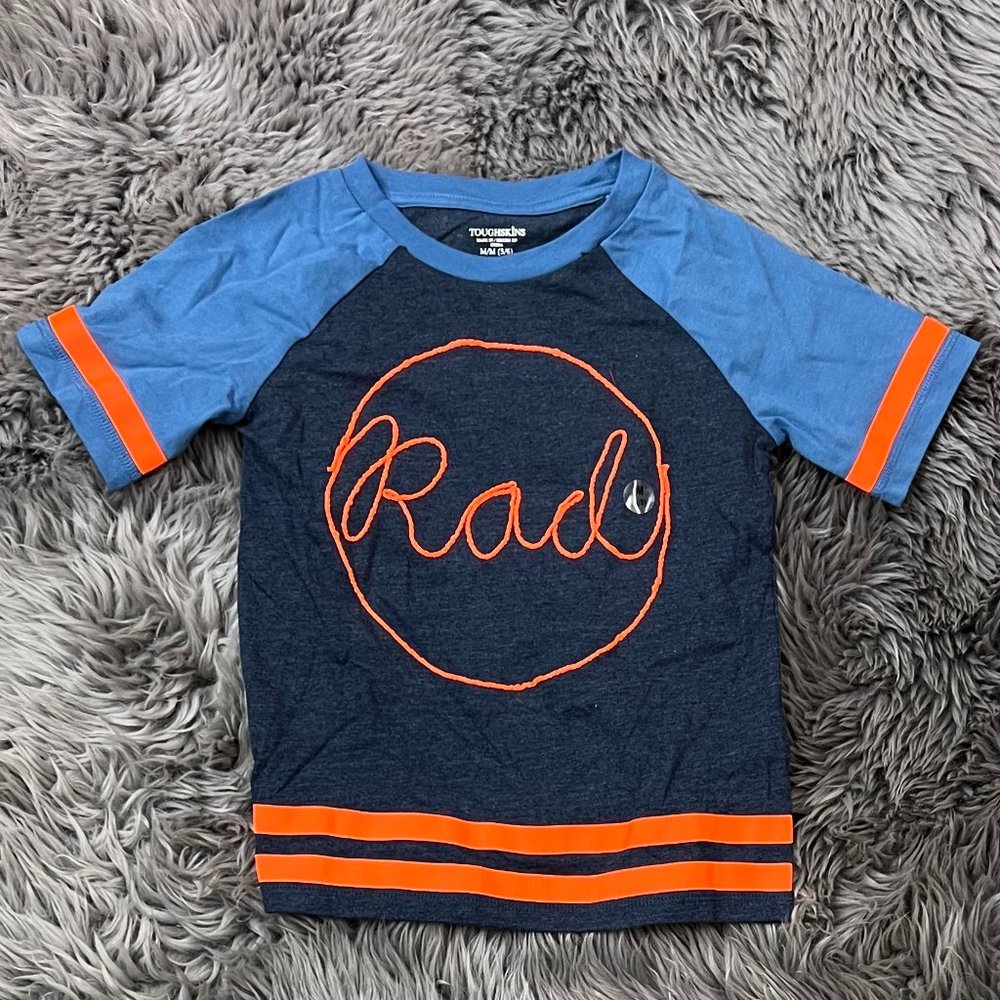 Toughskins Boy's T-Shirt | Blue & Orange | Size M (5/6)